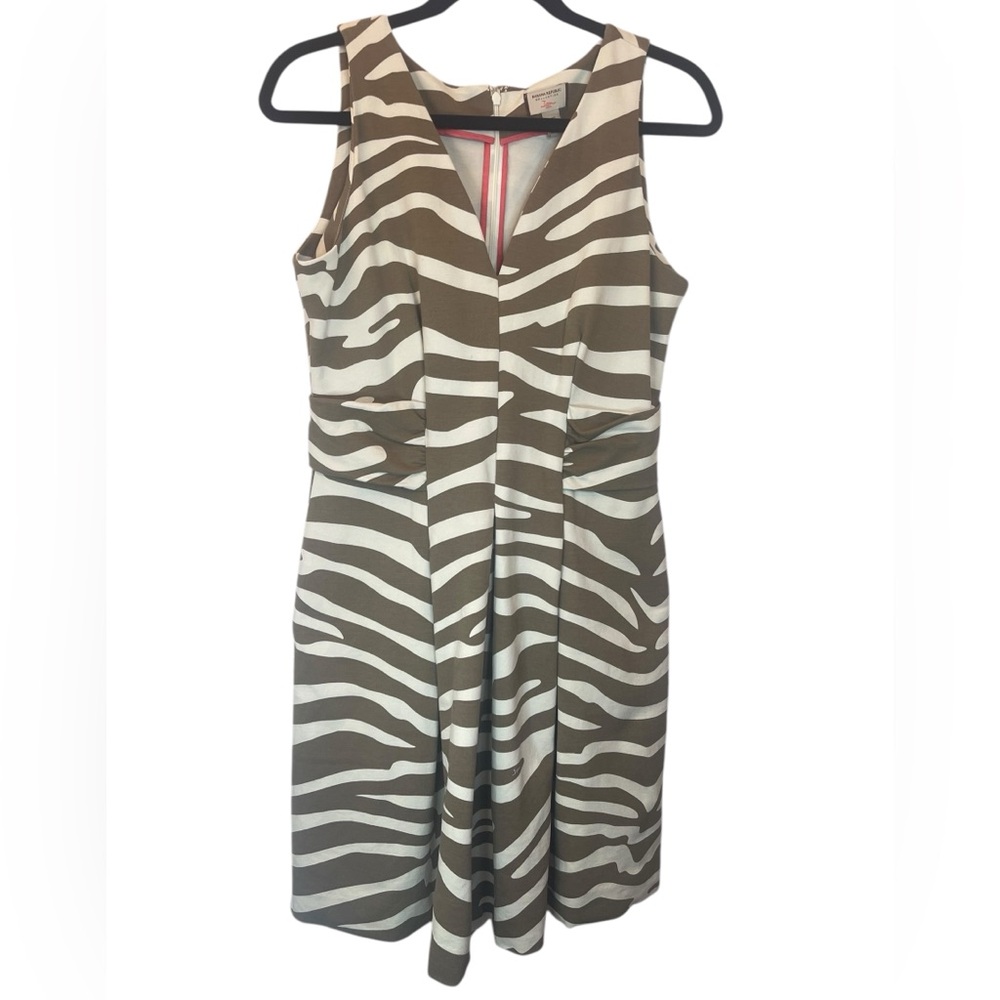 Banana Republic Brown and Cream Zebra Print Dress Issa Collection Size 12P